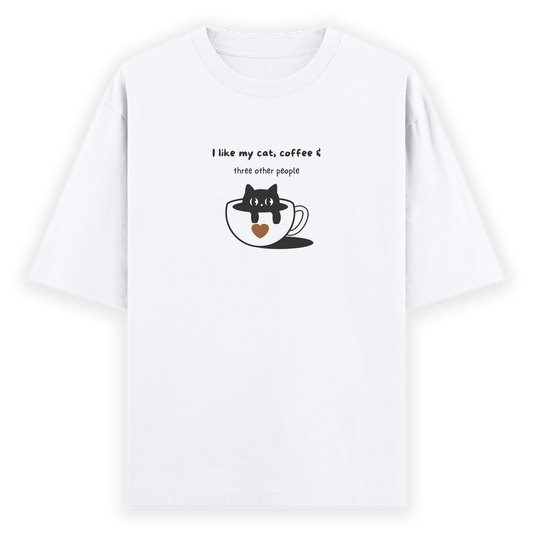 Cat & Coffee Oversized T-shirt